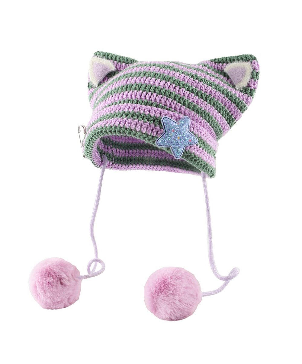 8811 Crochet Hats Vintage Beanies Fox Hat Grunge Goth Beanies Hat Cute